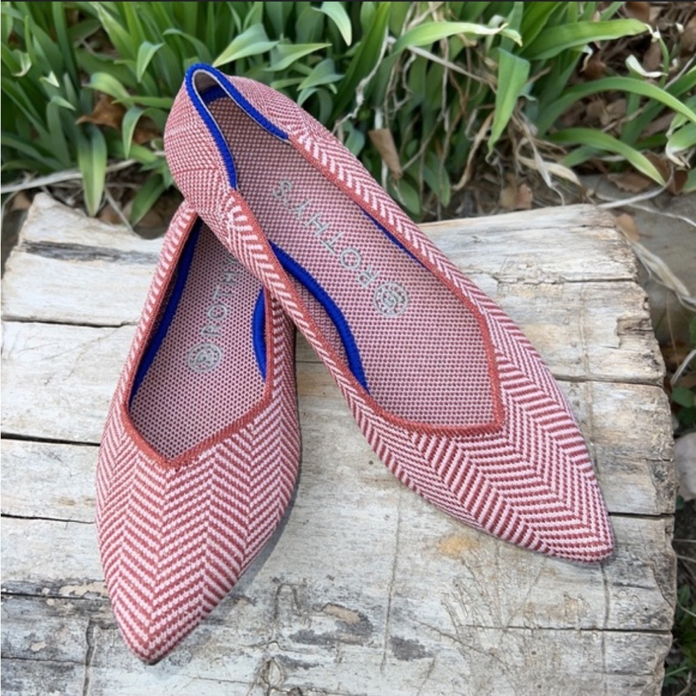 Rothy’s *Rare* Amber Metallic Herringbone Pointed Ballet Flats